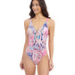 Front View Of Profile By Gottex Karma V Neck One Piece Swimsuit | Profile Karma Multi