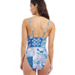 Back View Of Profile By Gottex Karma V Neck One Piece Swimsuit | Profile Karma Blue Multi