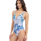 Side View Of Profile By Gottex Karma V Neck One Piece Swimsuit | Profile Karma Blue Multi