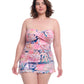 Front View Of Profile By Gottex Karma Plus Size Underwire Bandeau Swimdress | Profile Karma Multi