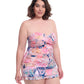 Side View Of Profile By Gottex Karma Plus Size Underwire Bandeau Swimdress | Profile Karma Multi