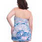 Back View Of Profile By Gottex Karma Plus Size Underwire Bandeau Swimdress | Profile Karma Blue Multi