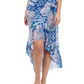 Front View Of Profile By Gottex Karma High Low Wrap Skirt Cover Up | Profile Karma Blue Multi