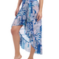 Side View Of Profile By Gottex Karma High Low Wrap Skirt Cover Up | Profile Karma Blue Multi