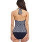 Back View Of Profile By Gottex Plume V Neck Halter Tankini | Profile Plume Black / White