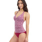 Side View Of Profile By Gottex Plume V Neck Halter Tankini | Profile Plume Brick / White