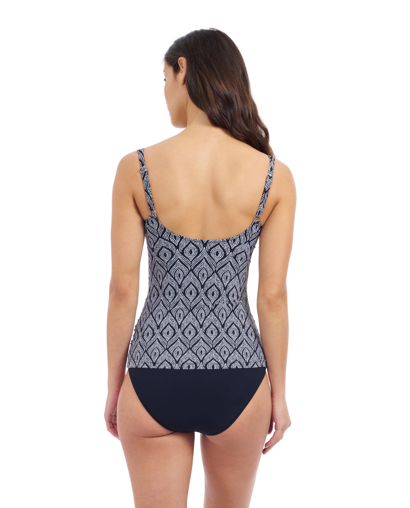 Back View Of Profile By Gottex Plume D Cup Underwire Tankini | Profile Plume Black / White