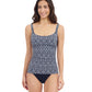 Front View Of Profile By Gottex Plume D Cup Underwire Tankini | Profile Plume black-and-white