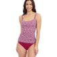 Front View Of Profile By Gottex Plume D Cup Underwire Tankini | Profile Plume brick-and-white