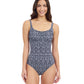 Front View Of Profile By Gottex Plume Scoop Neck One Piece Swimsuit | Profile Plume black-and-white