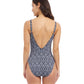 Back View Of Profile By Gottex Plume V Neck Deep Plunge One Piece Swimsuit | Profile Plume Black / White