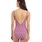 Back View Of Profile By Gottex Plume V Neck Deep Plunge One Piece Swimsuit | Profile Plume Brick / White