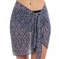 Front View Of Profile By Gottex Plume Sarong Wrap Cover Up Skirt | Profile Plume Black / White