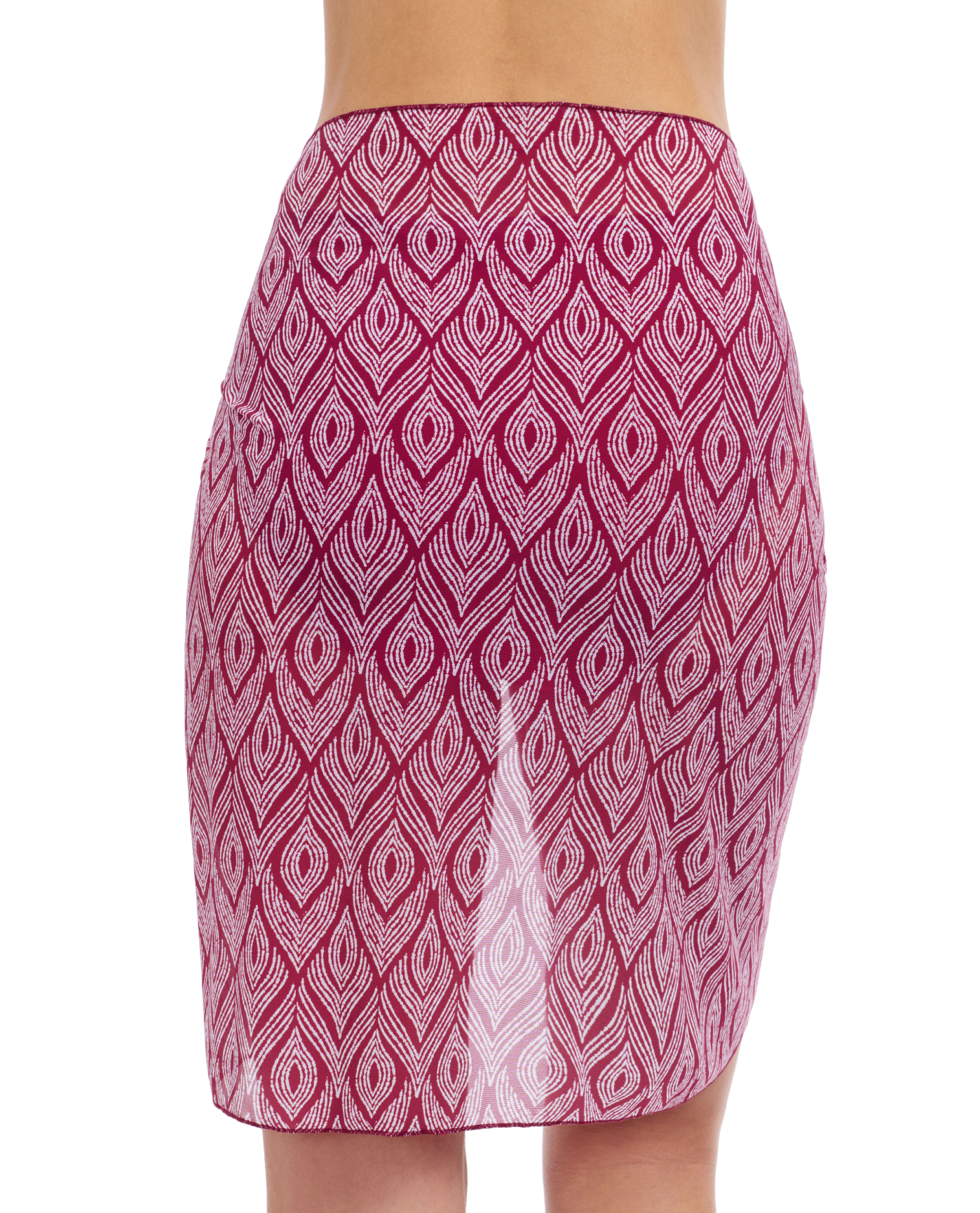 Back View Of Profile By Gottex Plume Sarong Wrap Cover Up Skirt | Profile Plume Brick / White