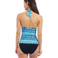 Back View Of Profile By Gottex Bachata V Neck Halter Tankini | Profile Karma Blue Multi