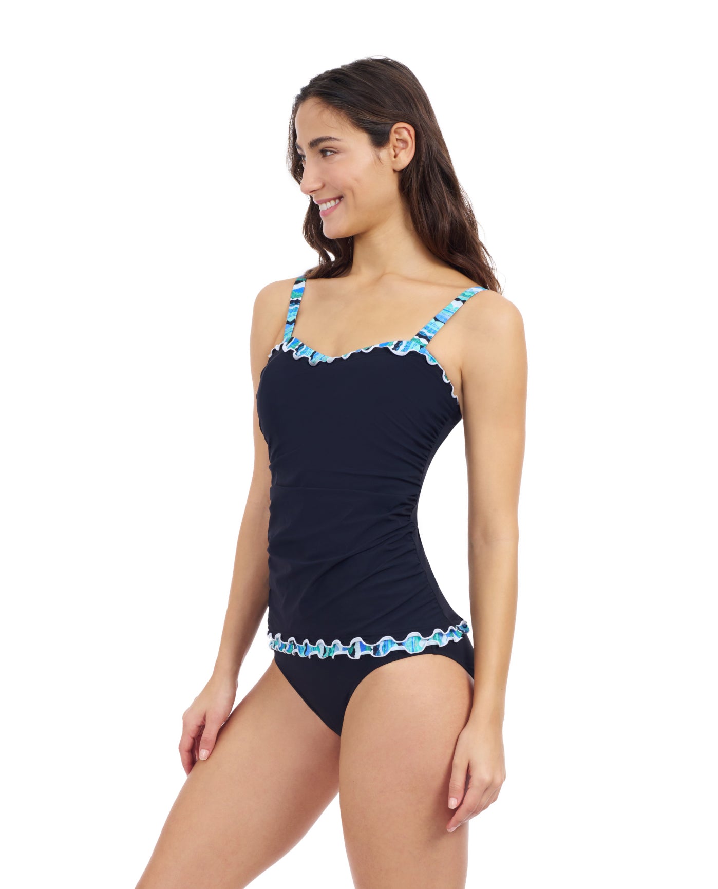 Side View Of Profile By Gottex Bachata D Cup Underwire Tankini | Profile Bachata Black