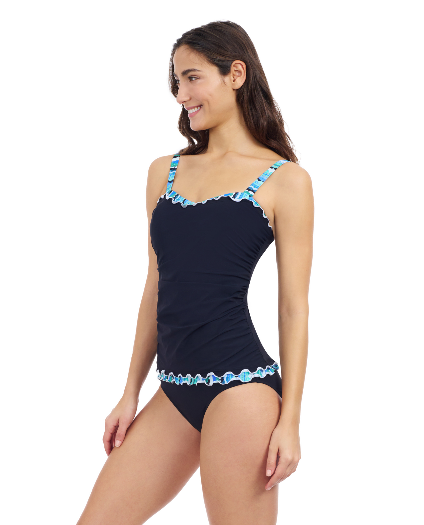 Side View Of Profile By Gottex Bachata E Cup Underwire Tankini | Profile Bachata Black