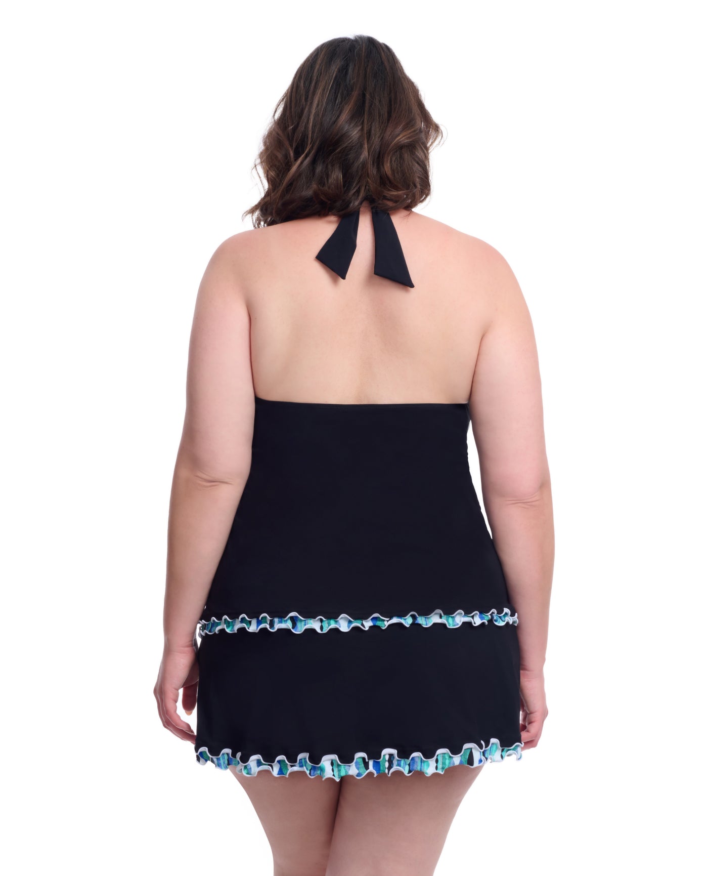 Back View Of Profile By Gottex Bachata Plus Size V Neck Halter Tankini | Profile Bachata Black