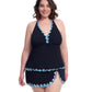 Front View Of Profile By Gottex Bachata Plus Size V Neck Halter Tankini | Profile Bachata Black