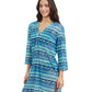 Side View Of Profile By Gottex Bachata Tunic Cover Up Dress | Profile Karma Blue Multi