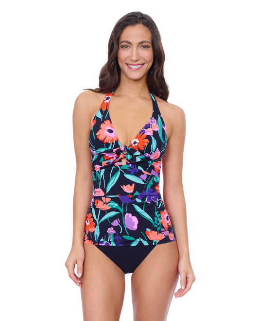 Front View Of Profile by Gottex Marguerite Halter Tankini | Profile Marguerite Black Multi