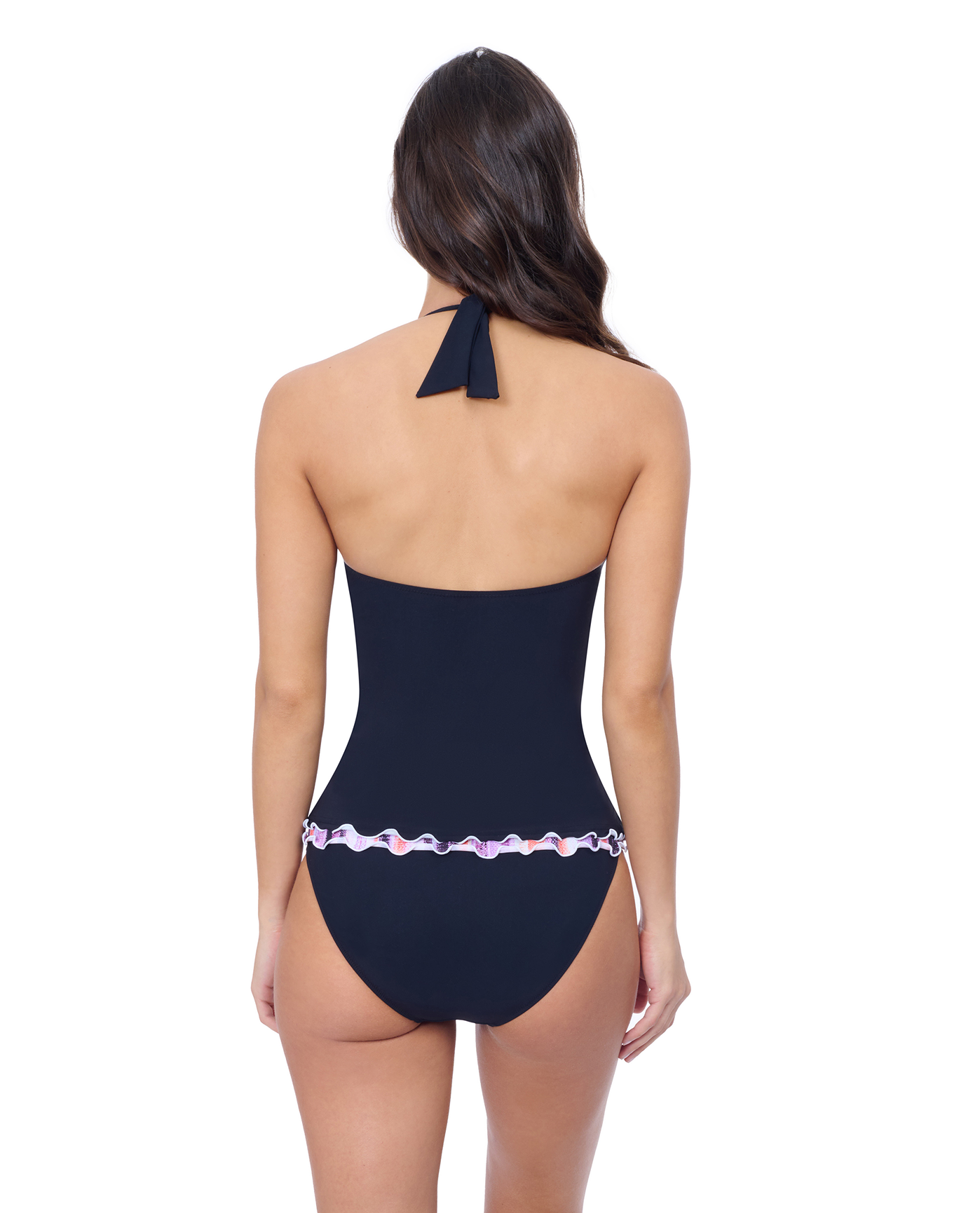 Back View Of Profile by Gottex Riga Tricolore Halter Tankini | Profile Riga Purple Multi