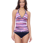 Front View Of Profile by Gottex Riga Tricolore Halter Tankini | Profile Riga Purple Multi