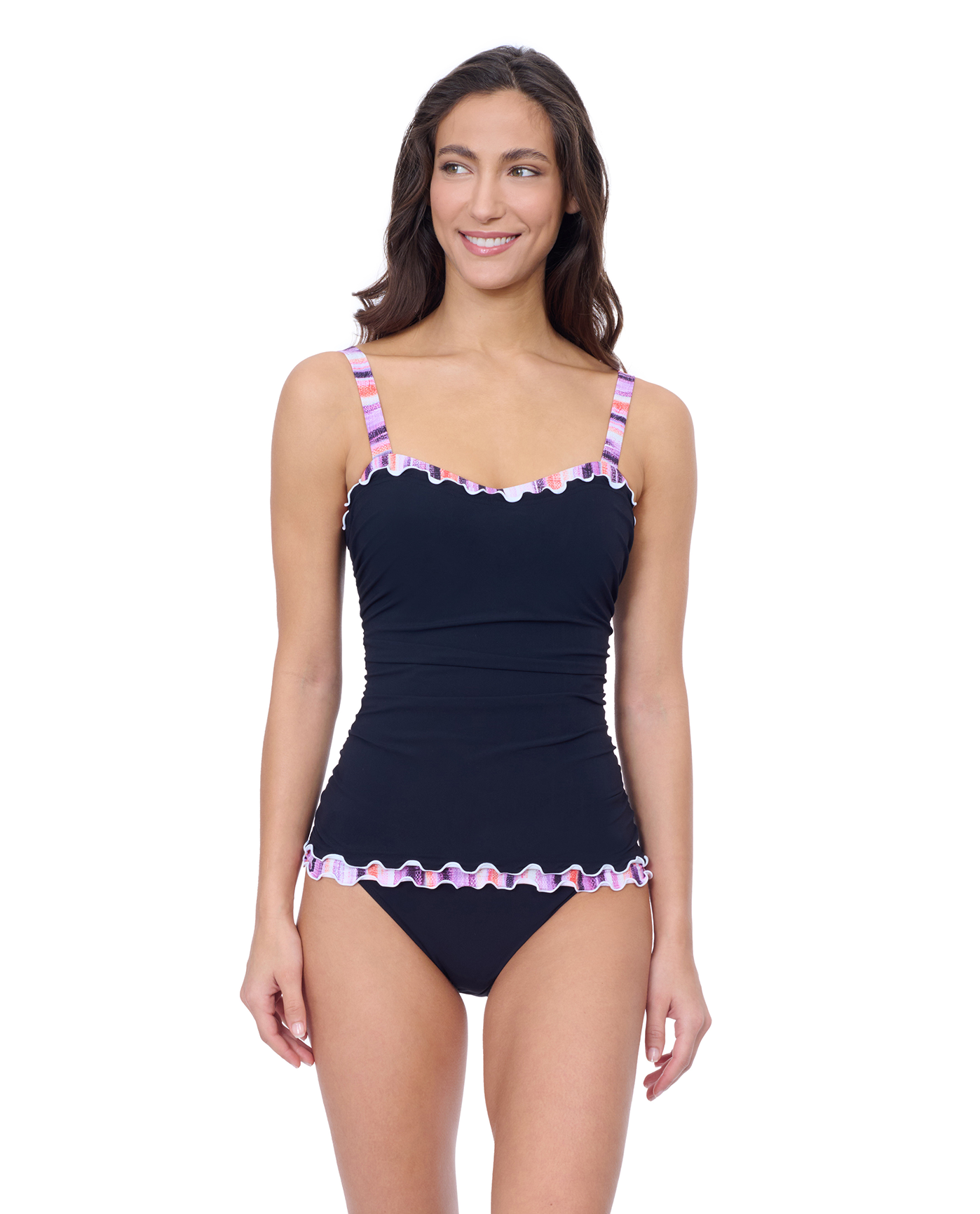 Front View Of Profile by Gottex Riga E Cup Solid Center Ruched Tankini | Gottex Mirage Black