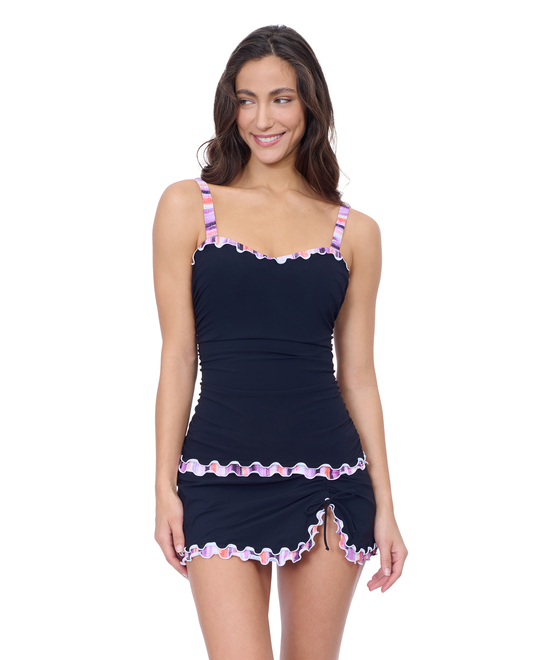 Front View Of Profile by Gottex Riga E Cup Solid Center Ruched Tankini | Gottex Mirage Black