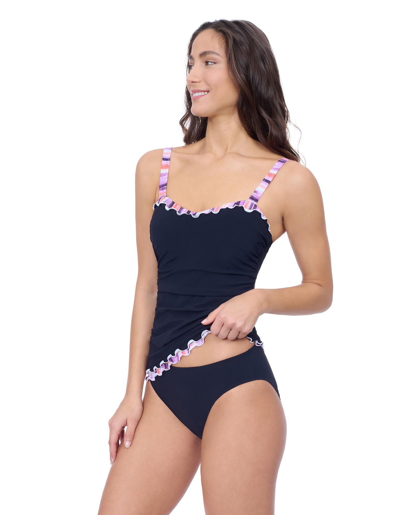 Side View Of Profile by Gottex Riga E Cup Solid Center Ruched Tankini | Gottex Mirage Black