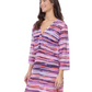 Side View Of Profile by Gottex Riga V Neck Mesh Cover-Up Dress | Profile Riga Purple Multi