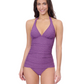 Front View Of Profile by Gottex Blend Halter Texture Tankini | Profile Blend Purple