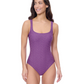 Front View Of Profile by Gottex Blend Scoop Neck Texture One Piece | Profile Blend Purple