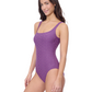 Side View Of Profile by Gottex Blend Scoop Neck Texture One Piece | Profile Blend Purple