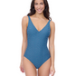 Front View Of Profile by Gottex Blend V Neck Texture One Piece | Profile Blend Jade