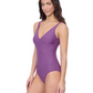 Side View Of Profile by Gottex Blend V Neck Texture One Piece | Profile Blend Purple