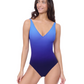 Front View Of Profile by Gottex Splendor Ombre V Neck  One Piece | Profile Splendor Blue Multi