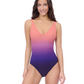 Front View Of Profile by Gottex Splendor Ombre V Neck  One Piece | Profile Riga Purple Multi