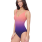 Side View Of Profile by Gottex Splendor Ombre V Neck  One Piece | Profile Riga Purple Multi