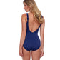 Back View Of Gottex Essentials Embrace V-Neck Surplice One Piece Swimsuit | Gottex Embrace Navy And White