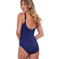 Back View Of Gottex Essentials Embrace Full Coverage Square Neck One Piece Swimsuit | Gottex Embrace Navy And White