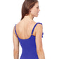 Back View Of Profile By Gottex Tutti Frutti Square Neck Ruffle Tankini Top | PROFILE TUTTI FRUTTI INDIGO