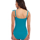 Back View Of Profile By Gottex Tutti Frutti Square Neck Ruffle Tankini Top | Profile Tutti Frutti Jade