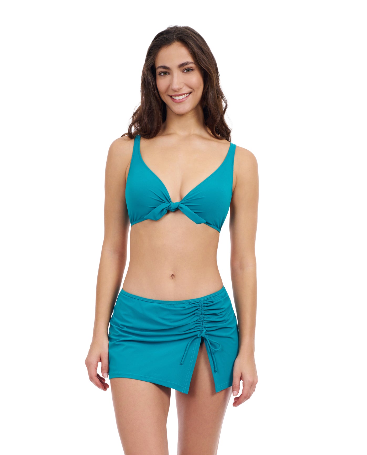 Front View Of Profile By Gottex Tutti Frutti Tie Front Bikini Top | Profile Tutti Frutti Jade