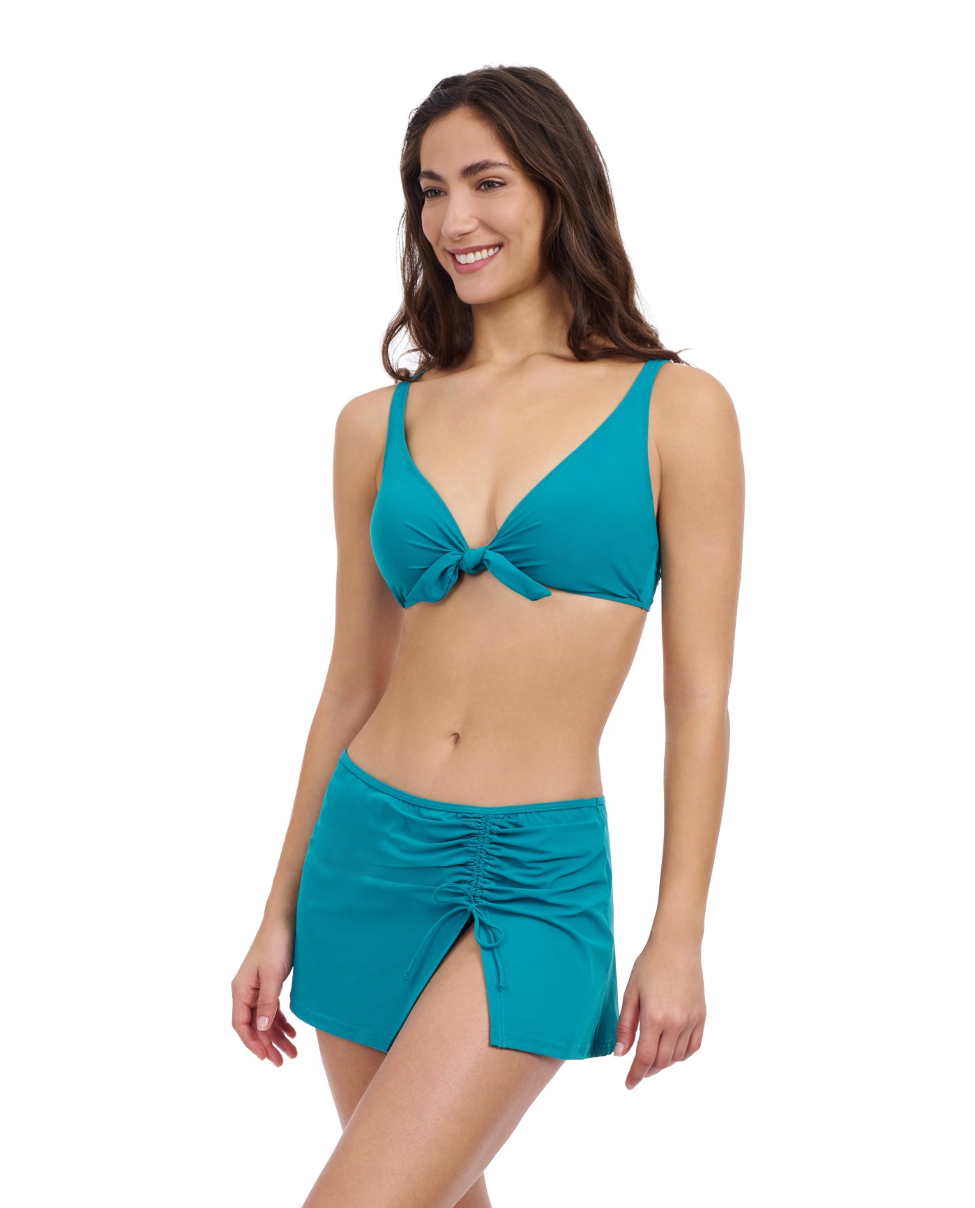 Side View Of Profile By Gottex Tutti Frutti Tie Front Bikini Top | Profile Tutti Frutti Jade