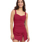 Front View Of Profile By Gottex Tutti Frutti D-Cup Scoop Neck Shirred Underwire Tankini Top | Profile Tutti Frutti Brick