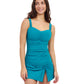 Front View Of Profile By Gottex Tutti Frutti D-Cup Scoop Neck Shirred Underwire Tankini Top | Profile Tutti Frutti Jade