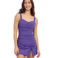 Front View Of Profile By Gottex Tutti Frutti D-Cup Scoop Neck Shirred Underwire Tankini Top | Profile Tutti Frutti Violet