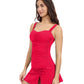 Side View Of Profile By Gottex Tutti Frutti D-Cup Scoop Neck Shirred Underwire Tankini Top | Profile Tutti Frutti Rose Red