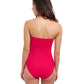 Back View of Profile By Gottex Tutti Frutti Bandeau Ruffle One Piece Swimsuit | PROFILE TUTTI FRUTTI ROSE RED